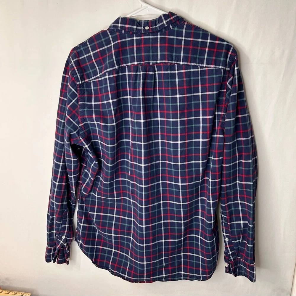 J.Crew Men’s Navy Plaid Oxford Button Down Shirt Long Sleeve Size M